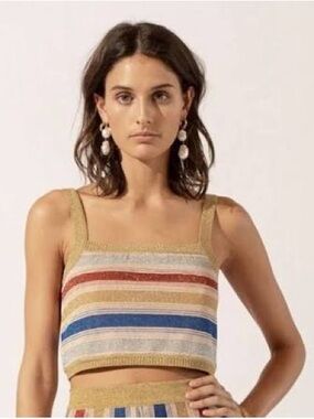 Suboo Mila Colorful Metallic 70s Stripe Crop Tank
